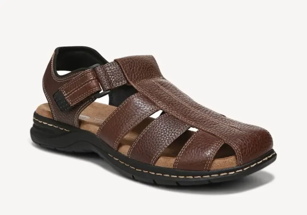 Dr. Scholl's Memory Foam Gaston Brown Leather Sandals Adjustable Straps